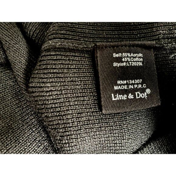 Line & Dot Black Ruffled Cold Shoulder Sweater Sz S Mock Turtleneck Long Sleeves - Picture 6 of 6